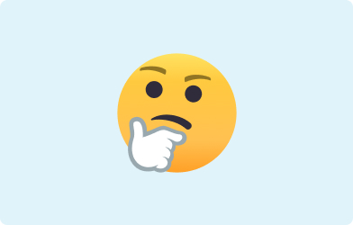 Emoji of a thinking face on a light blue background