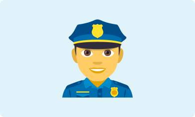 Emoji of a police officer on a light blue background