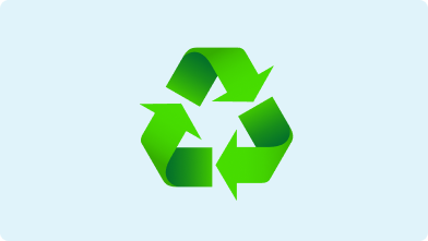 Emoji of the recycling arrow triangle on a light blue background