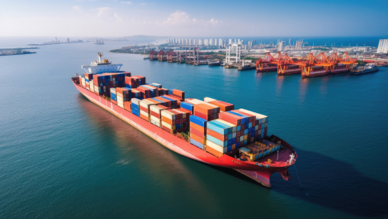 Image of a cargo ship coming into the harbour