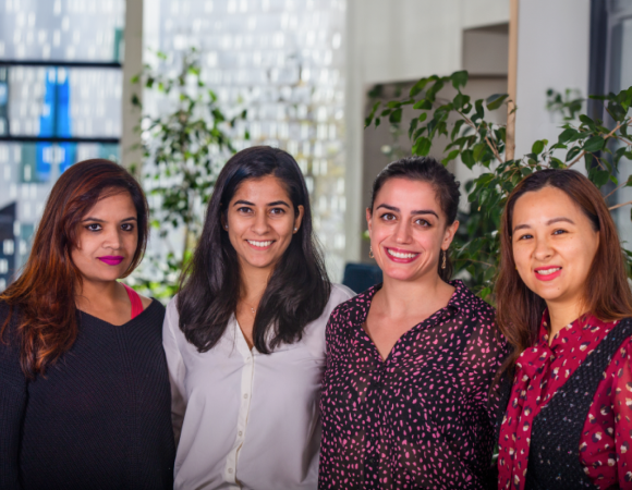 Photo of some of the female members in the 2degrees technical fields