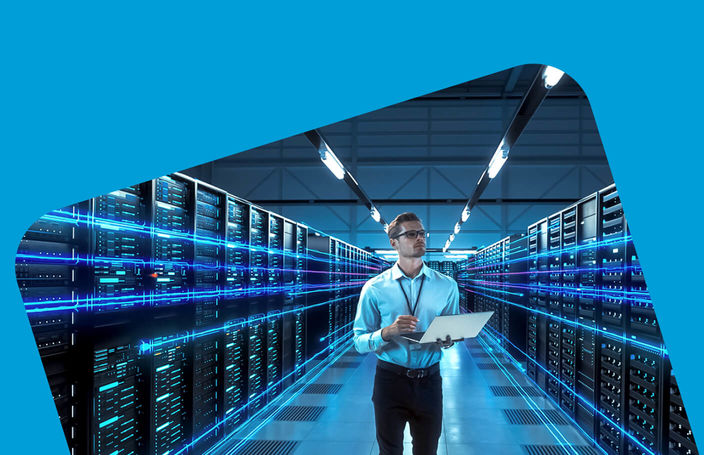 image of a man in a server room